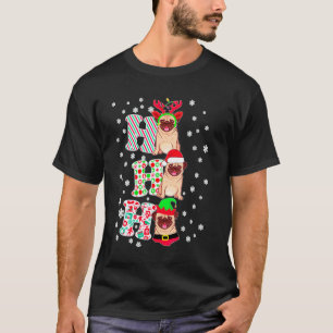Christmas Pug Dog Present Ho Ho Ho Xmas Santa Hat T-Shirt