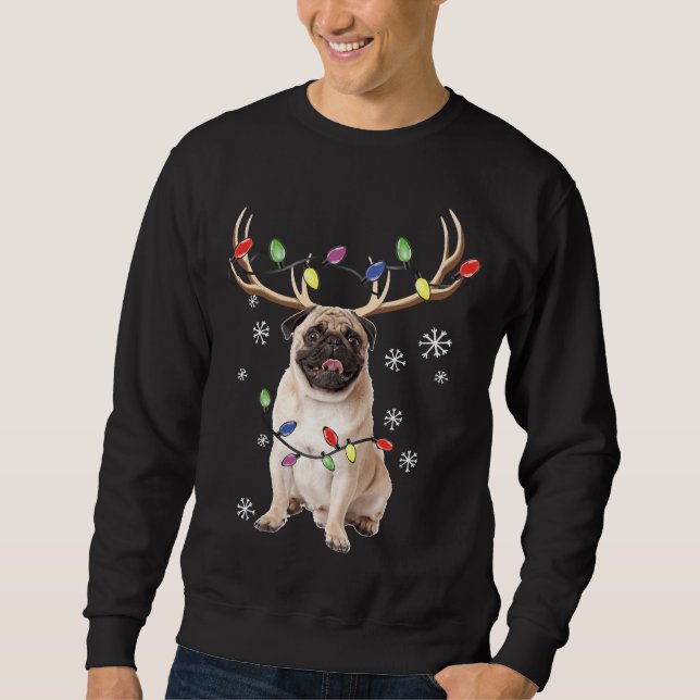 Christmas Pug Dog Reindeer Classic T-Shirt 415 Sweatshirt (Front)