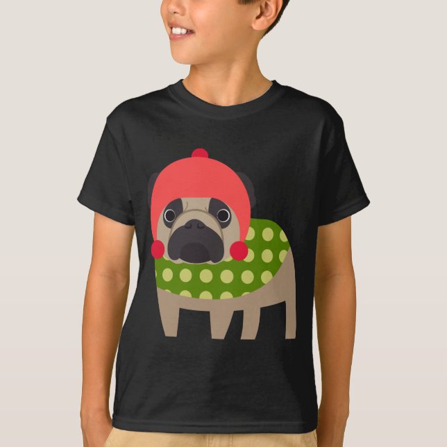 Christmas Pug Dog T-Shirt (Front)