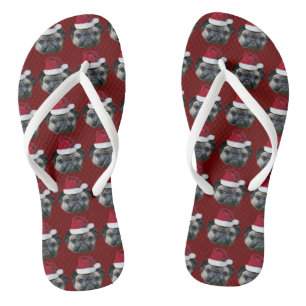 Christmas pug dog thongs