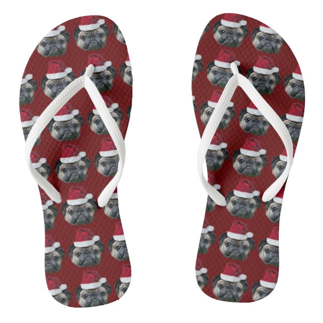 Christmas pug dog thongs (Footbed)