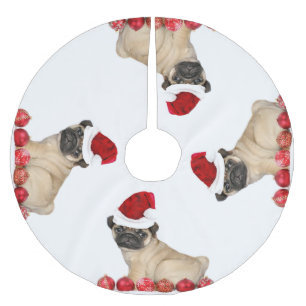 Christmas Pug Dog tree skirt