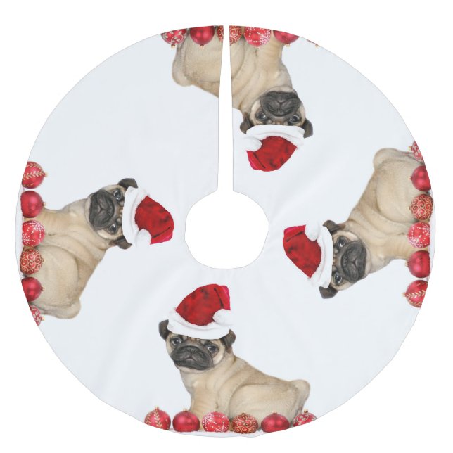 Christmas Pug Dog tree skirt (Front)