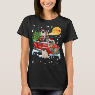 Christmas Pug Dog With Vintage Red Truck Funny Xma T-Shirt