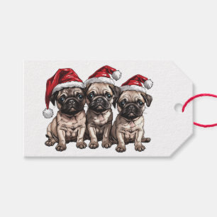 Christmas Pug Dogs Santa Gift Tags
