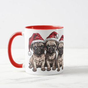 Christmas Pug Dogs Santa Mug