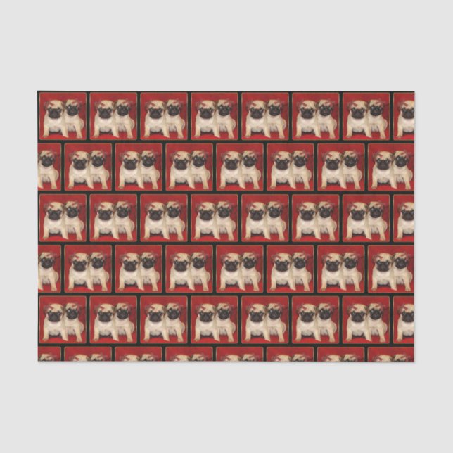 Christmas pug dogs tissue paper (Front)