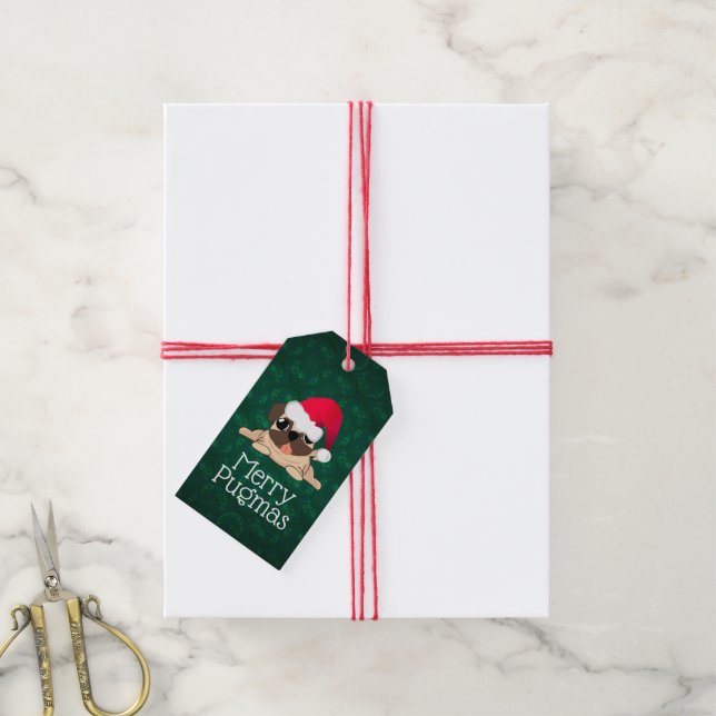 Christmas Pug Gift Tag (With Twine)