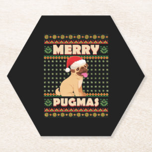 Christmas Pug Merry Xmas Dog Life Paper Coaster