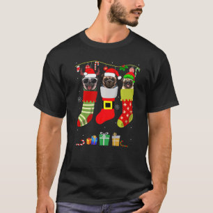 Christmas Pug Pajama Dog Socks Light Santa Elf Xma T-Shirt
