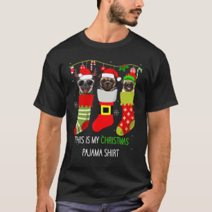 Christmas Pug Pajama Dog Socks Light Santa Hat Xma T-Shirt