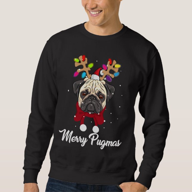 Christmas Pug - Pug Dog Christmas Tree Classic T-S Sweatshirt (Front)