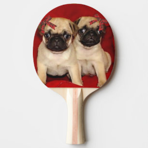 Christmas pug puppies ping pong paddle