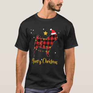 Christmas Pug Red Plaid Dog Pajama T-Shirt