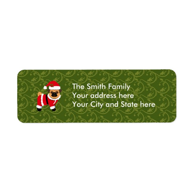 Christmas pug return address label (Front)