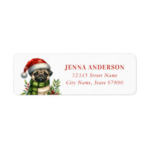 Christmas Pug Return Address Labels