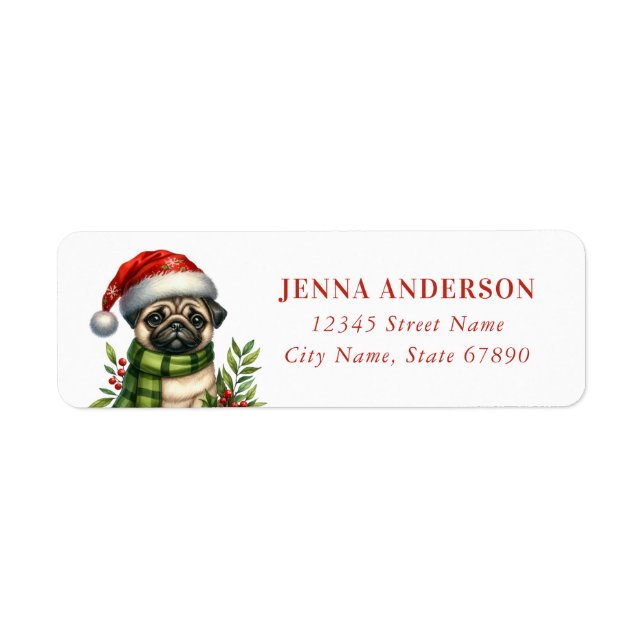 Christmas Pug Return Address Labels (Front)