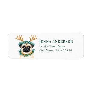 Christmas Pug Return Address Labels