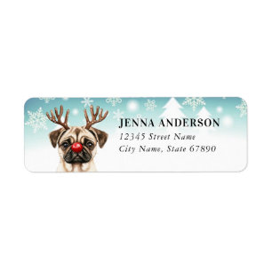Christmas Pug Return Address Labels