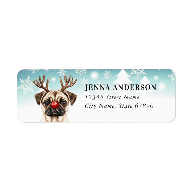 Christmas Pug Return Address Labels (Front)