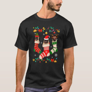 Christmas Pug Sock Xmas Reindeer Santa ELF Dog T-Shirt