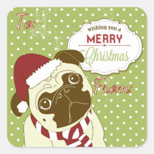 Christmas Pug Square Sticker