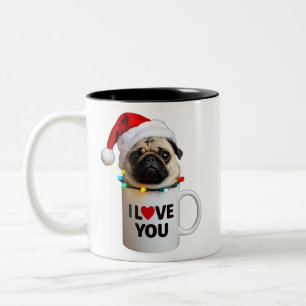 Christmas Pug Two-Tone Coffee Mug