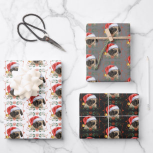 Christmas Pug Wrapping Paper Sheet