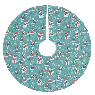Christmas Pugs Brushed Polyester Tree Skirt