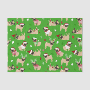 Christmas Pugs Green Tissue Paper