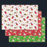 Christmas Pugs Wrapping Paper Sheet<br><div class="desc">Cute Christmas pug dogs in festive holiday outfits. Santa hats,  antlers,  sweaters,  ornaments and candy canes wrapping paper sheets.</div>