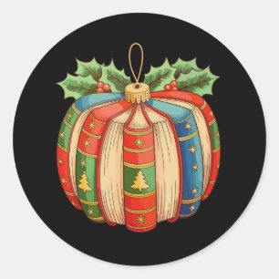 Christmas Pumpkin Book Reading Lovers Xmas Teacher Classic Round Sticker