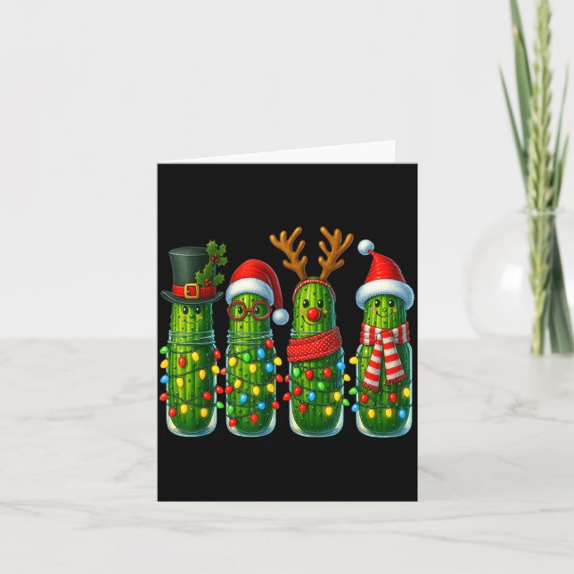 Christmas Pun Ckle Lights Funny Vegetable Holiday  Card (Front)
