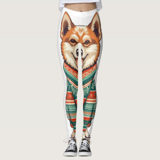 Christmas Pup in Cosy Sweater Leggings