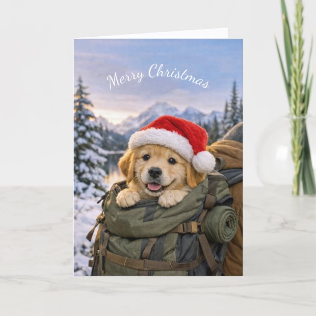 Christmas Puppy Backpack Adventure Card (Front)