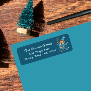Christmas Puppy Blue return Address Labels