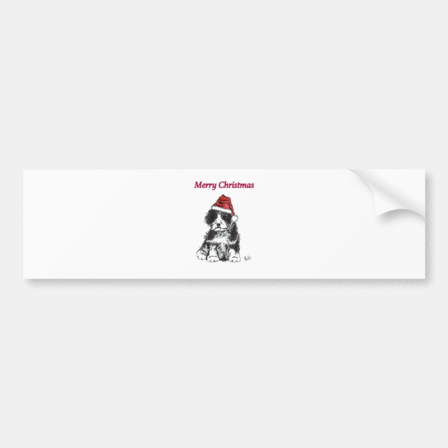 Christmas puppy bumper sticker (Front)