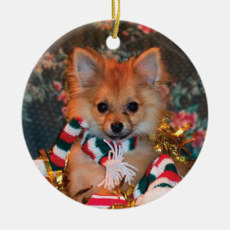 Christmas Puppy Ceramic Ornament