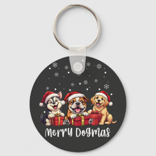 Christmas Puppy Dogs Merry Dogmas Key Ring