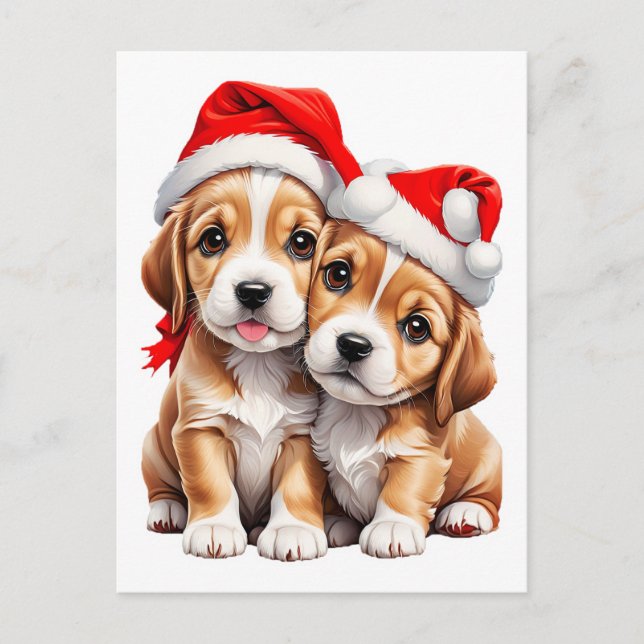 Christmas Puppy Dogs Postcard (Front)