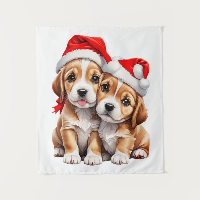 Christmas Puppy Dogs Tapestry (Front)