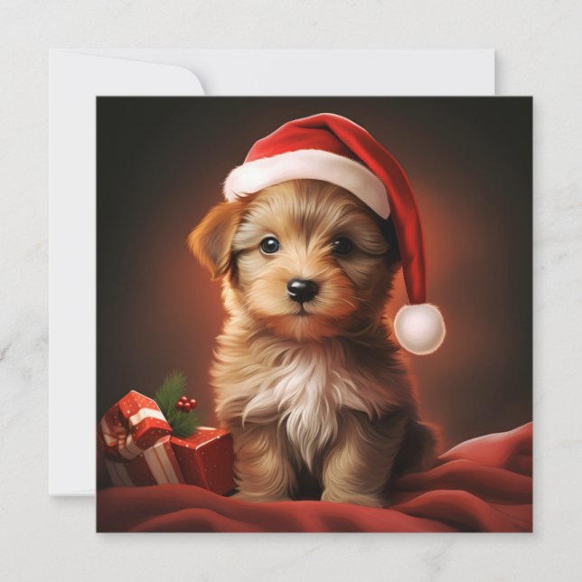 Christmas puppy holiday greeting card (Front)