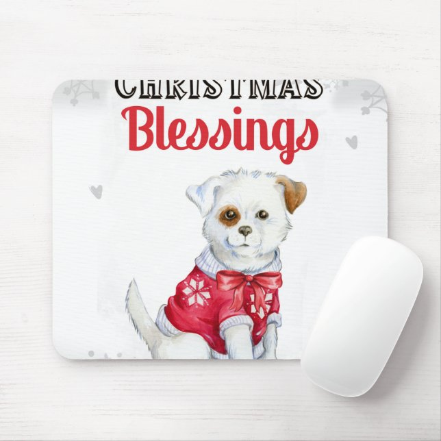 Christmas Puppy Mouse Pad (With Mouse)