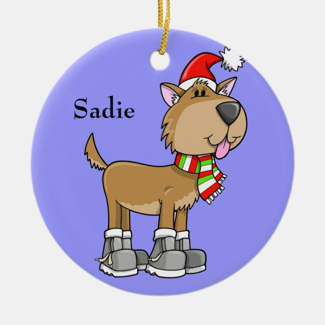Christmas Puppy "Sadie" Ornament (Front)