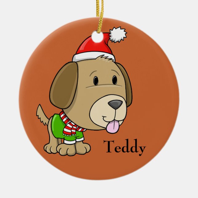 Christmas Puppy "Teddy" Ornament (Front)
