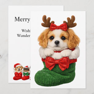 Christmas Puppy Winter Knit Holiday Card