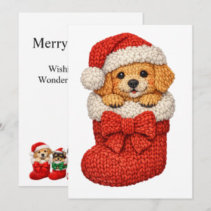 Christmas Puppy Winter Knit Holiday Card