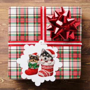 Christmas Puppy Winter Knit Tree Decoration Card