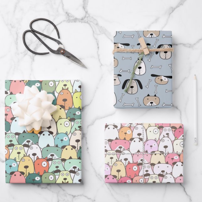 Christmas Pups Dogs Wrapping Paper Sheet (Front)