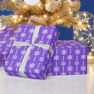 Christmas Purple and White Snowflakes Pattern Wrapping Paper
